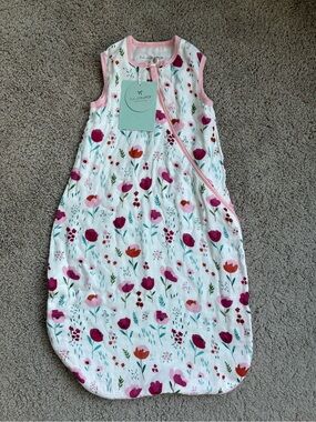 Loulou Lollipop NWT White Floral Sleeveless Baby Sleep Sack - Pink Trim